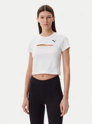 Puma T-Shirt Ess Cut-Out 631164 Biały Slim Fit. Białe t-shirty Puma, xl, bez wzorów, z bawełny, bez kołnierzyka, bez ramiączek. Za 69.99 zł.