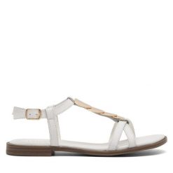 Sandały Lasocki. Białe sandały Lasocki, bez wzorów, bez obcasa, na płaskiej podeszwie, bez zapięcia. Za 159.99 zł.