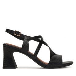 Sandały Tamaris. Czarne sandały Tamaris, bez wzorów, bez obcasa, na słupku, bez zapięcia. Za 369.99 zł.