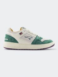 Kangaroos Skórzane sneakersy "Hot Shot Lo" w kolorze beżowo-zielonym rozmiar: 44. Brązowe trampki KangaROOS, bez wzorów, z materiału, bez zapięcia. Za 217.99 zł.