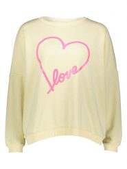 Miss goodlife Bluza "Heart Love" w kolorze jasnożółtym rozmiar: L. Żółte bluzy miss goodlife, l, bez wzorów, z bawełny, bez kaptura. Za 173.99 zł.