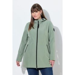 Damskie Długa kurtka softshell HYPRAR hydrofobowa trapezowy krój. Zielone kurtki sportowe Ulla Popken, plus size, bez wzorów, z elastanu, bez kaptura, trekkingowe. Za 479.99 zł.