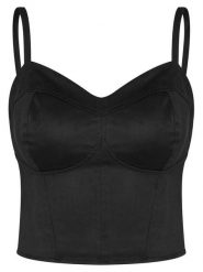 Guess Top W6RH03 WJ472 Czarny Slim Fit. Czarne topy Guess, xxl, z aplikacjami, z syntetyku, bez kołnierzyka, bez ramiączek. Za 299.99 zł.