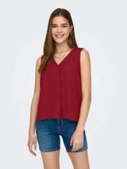 JDY Top w kolorze bordowym rozmiar: XL. Czerwone topy JDY, xl, bez wzorów, bez kołnierzyka, bez ramiączek. Za 57.06 zł.