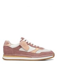 Clarks Skórzane sneakersy w kolorze fiołkowo-białym rozmiar: 37,5. Białe trampki Clarks, bez wzorów, bez zapięcia. Za 233.87 zł.