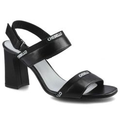 Czarne Sandały Chebello Damskie Stylowe Buty. Czarne sandały CheBello, bez wzorów, z materiału, eleganckie, bez obcasa, na obcasie, bez zapięcia. Za 223.00 zł.