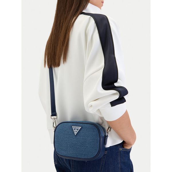 Torebka Guess Jeans. Niebieskie listonoszki Guess Jeans, z aplikacjami, z jeansu, bez dodatków. Za 143.99 zł.