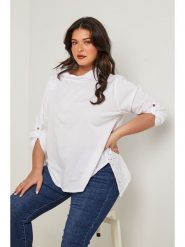 Curvy Lady Bluzka w kolorze białym rozmiar: 44/46. Białe bluzki Curvy Lady, bez wzorów, klasyczne, bez kołnierzyka, bez ramiączek. Za 123.82 zł.