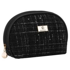 Czarna kosmetyczka damska w kratę wykonana z materiału syntetycznego, jednokomorowa - Rovicky. Czarne kufry i kosmetyczki ROVICKY, bez wzorów, z syntetyku, bez dodatków. Za 29.99 zł.