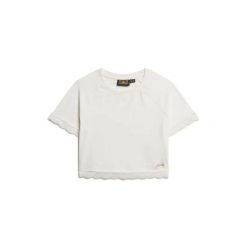 Koszulka damska z krawędzią Superdry. Białe bluzki Superdry, bez wzorów, bez kołnierzyka, bez ramiączek. Za 132.15 zł.