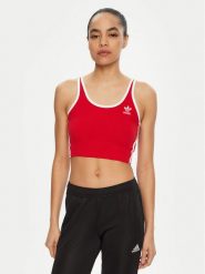 Adidas Top adicolor 3-Stripes JD4615 Czerwony Slim Fit. Czerwone topy Adidas, xl, bez wzorów, z bawełny, bez kołnierzyka, bez ramiączek. Za 79.99 zł.