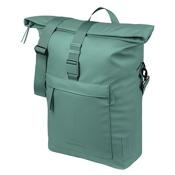 Torba rowerowa Brooklyn MIK Hooks, srebrno-zielona. Niebieskie torby na laptopa BASIL, bez wzorów, z materiału, na ramię. Za 386.87 zł.