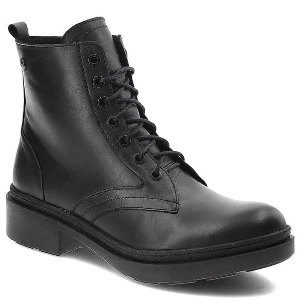 Czarne Botki Pollonus Modne Buty Damskie. Czarne botki Pollonus, z aplikacjami, ze skóry, bez obcasa, bez zapięcia. Za 339.00 zł.