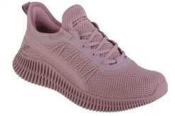 Kapcie SKECHERS BOBS GEO-NEW AESTHETICS SLIP-INS Rose. Czerwone obuwie domowe Skechers, bez wzorów, z materiału, bez zapięcia. Za 249.99 zł.