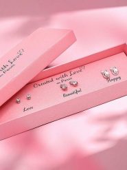 Created with Love 3-częściowy zestaw kolczyków-wkrętek "Smile" z cyrkoniami rozmiar: onesize. Szare kolczyki Created with Love, z cyrkonią, srebrne. Za 56.99 zł.