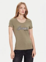 Guess T-Shirt W5YI16 J1314 Zielony Regular Fit. Zielone t-shirty Guess, xxl, z aplikacjami, z bawełny, bez kołnierzyka, bez ramiączek. Za 189.99 zł.