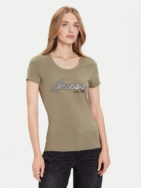 Guess T-Shirt W5YI16 J1314 Zielony Regular Fit. Zielone t-shirty Guess, xxl, z aplikacjami, z bawełny, bez kołnierzyka, bez ramiączek. Za 164.50 zł.