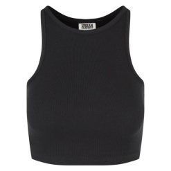 Top Damski / Damski Z Prążkowanej Bawełny Organicznej. Czarne topy Urban Classics, xl, bez wzorów, z bawełny, bez kołnierzyka, bez ramiączek. Za 52.99 zł.