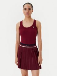 Guess Top V4YP06 K8RT2 Bordowy Regular Fit. Czerwone topy Guess, s, z aplikacjami, z wiskozy, bez kołnierzyka, bez ramiączek. Za 159.99 zł.