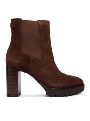 LAUREN RALPH LAUREN Botki Layne 802942566002 Brązowy. Brązowe botki Lauren Ralph Lauren, bez wzorów, ze skóry, bez obcasa, na słupku, bez zapięcia. Za 889.99 zł.