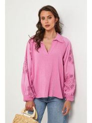 Lin Passion Bluzka w kolorze jasnoróżowym rozmiar: 38/40. Różowe bluzki Lin Passion, bez wzorów, z bawełny, klasyczne, bez kołnierzyka, bez ramiączek. Za 144.92 zł.
