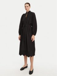 Munthe Sukienka koszulowa Fonxo 251130425130 Czarny Loose Fit. Czarne sukienki Munthe, bez wzorów, z bawełny, bez kołnierzyka, bez ramiączek, koszulowe. Za 739.99 zł.