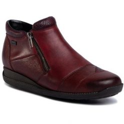 RIEKER 44281-35 Bordowy. Czerwone botki Rieker, bez wzorów, ze skóry, bez obcasa, bez zapięcia. Za 349.99 zł.
