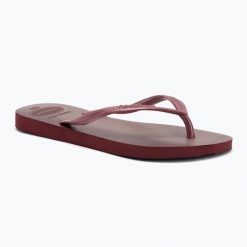 Japonki damskie Havaianas Slim Gloss. Czerwone klapki Havaianas, bez wzorów, bez obcasa. Za 109.99 zł.