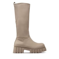 Kozaki DeeZee. Brązowe kozaki DeeZee, bez obcasa, na płaskiej podeszwie, bez zapięcia. Za 249.99 zł.