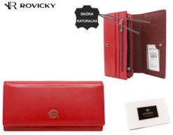Portfel damski ROVICKY RPX-27A-ML RED czerwony. Czerwone portfele ROVICKY, bez wzorów, ze skóry. Za 64.00 zł.