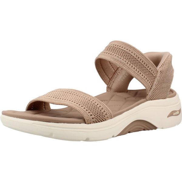 Sandały SKECHERS 140844S Beżowy. Brązowe sandały Skechers, bez wzorów, z tkaniny, bez obcasa, bez zapięcia. Za 278.99 zł.