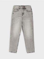 Jeansy mom high waist - szary. Szare jeansy Sinsay, l, bez wzorów, z podwyższonym stanem. Za 39.99 zł.