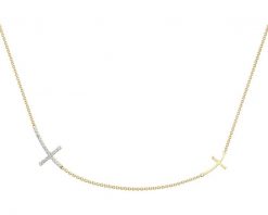 Naszyjnik z żółtego złota z diamentami - krzyż - 0,06 ct - próba 585. Żółte naszyjniki Apart, z diamentem, złote. Za 2,359.00 zł.