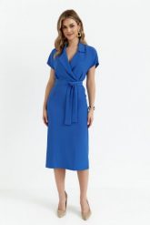 Elegancka sukienka ołówkowa z kołnierzem niebieska. Niebieskie sukienki Stylove, do pracy, l, bez wzorów, z elastanu, biznesowe, bez kołnierzyka, bez ramiączek, midi, dopasowane. Za 349.00 zł.