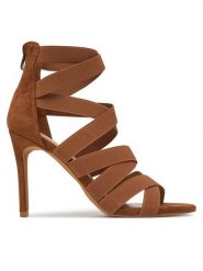 DeeZee Sandały JY017759-2 Brązowy. Brązowe sandały DeeZee, bez wzorów, z materiału, bez obcasa, na szpilce, bez zapięcia. Za 139.99 zł.