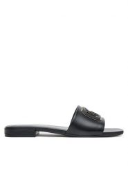 Guess Klapki FLJTAR LEA19 Czarny. Czarne klapki Guess, z aplikacjami, ze skóry, bez obcasa. Za 369.99 zł.