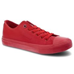 Czerwone Trampki Cross Jeans Codzienne Buty Damskie. Czerwone trampki Cross Jeans, bez wzorów, z gumy, bez zapięcia. Za 89.99 zł.