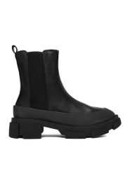 DeeZee Botki 13059-2-BLACK PU Czarny. Czarne botki DeeZee, bez wzorów, z materiału, bez obcasa, na płaskiej podeszwie, bez zapięcia. Za 169.99 zł.