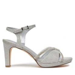 Sandały Menbur. Szare sandały Menbur, bez wzorów, bez obcasa, na słupku, bez zapięcia. Za 249.99 zł.
