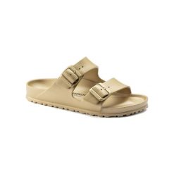 Klapki damskie Birkenstock Arizona Eva. Żółte klapki Birkenstock, bez wzorów, z materiału, bez obcasa. Za 304.00 zł.