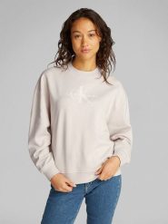 CALVIN KLEIN JEANS Bluza w kolorze kremowym rozmiar: XS. Brązowe bluzy Calvin Klein Jeans, xs, bez wzorów, z bawełny, bez kaptura. Za 162.87 zł.