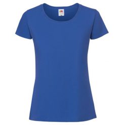 Koszulka Damska Iconic 195 Premium Ringspun Cotton T-shirt. Niebieskie t-shirty FRUIT OF THE LOOM, xs, bez wzorów, bez kołnierzyka, bez ramiączek. Za 35.99 zł.