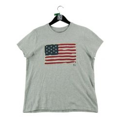 Second life - Koszulka damska z krótkim rękawem - Stan bardzo dobry. Szare bluzki RALPH LAUREN, bez wzorów, bez kołnierzyka, bez ramiączek. Za 114.17 zł.