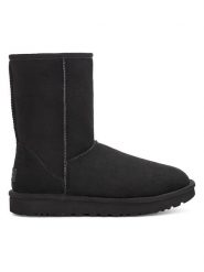 UGG Skórzane botki w kolorze czarnym rozmiar: 39. Czarne botki UGG, bez wzorów, z wełny, z okrągłym noskiem, bez obcasa, bez zapięcia. Za 894.14 zł.