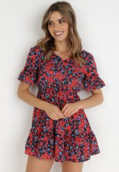 Czarno-Czerwona Sukienka Kixoma. Czerwone sukienki Born2be, na imprezę, l, z aplikacjami, z tkaniny, bez kołnierzyka, bez ramiączek, mini. Za 29.99 zł.