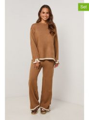 Soft Cashmere 2-częściowy zestaw w kolorze karmelowym rozmiar: 36/38. Brązowe swetry Soft Cashmere, bez wzorów, z dzianiny, bez ramiączek. Za 200.13 zł.