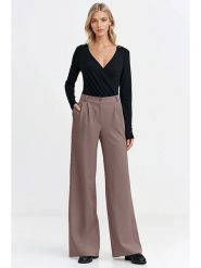 Nife Spodnie w kolorze jasnobrązowym rozmiar: 38. Brązowe spodnie materiałowe Nife, bez wzorów, z materiału, z podwyższonym stanem. Za 239.29 zł.