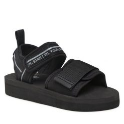 Sandały Big Star Shoes. Czarne sandały BIG STAR SHOES, bez wzorów, retro, bez obcasa, na płaskiej podeszwie, bez zapięcia. Za 109.99 zł.