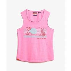 Damski tank top Superdry. Czerwone topy Superdry, bez wzorów, bez kołnierzyka, bez ramiączek. W wyprzedaży za 125.80 zł.