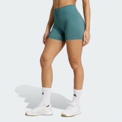 Legginsy z dzianiny o długości 4 cali Workout Essentials. Niebieskie legginsy Adidas, s, bez wzorów, z dzianiny. Za 129.00 zł.